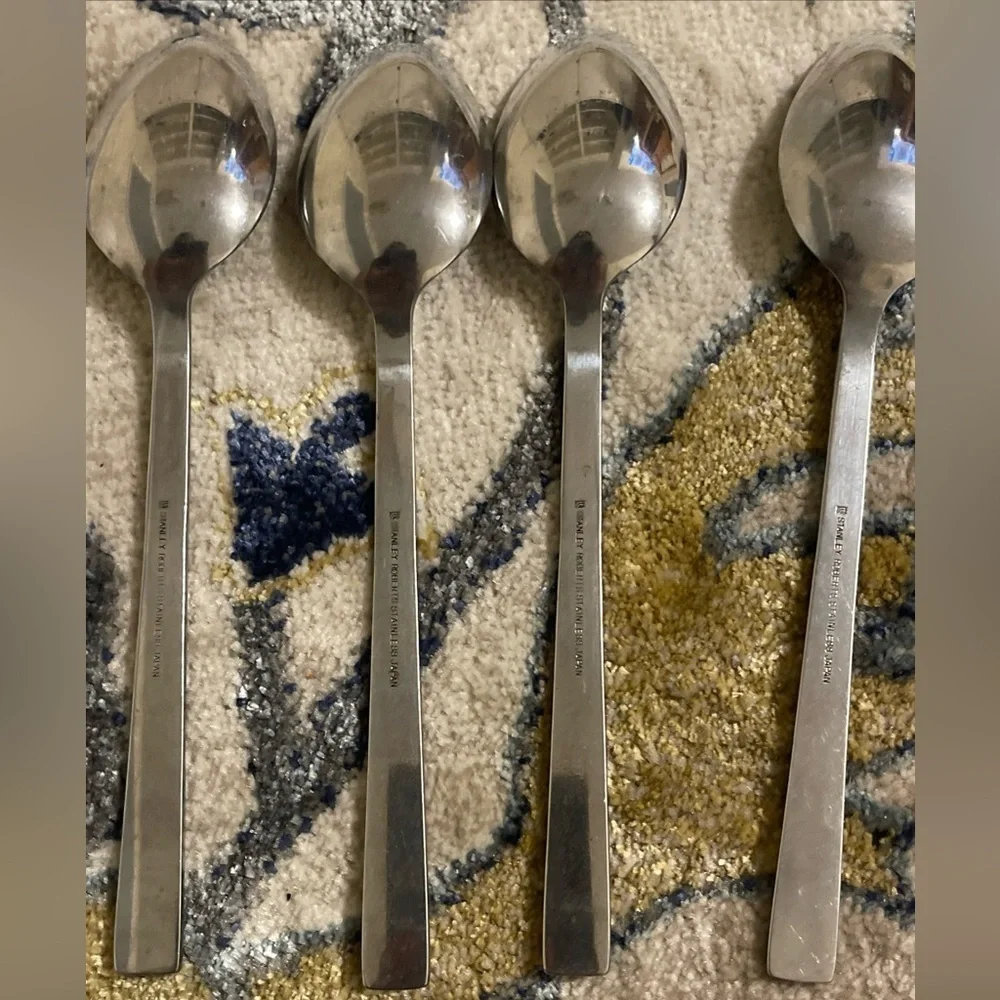 4 Stanly Roberts Stainless Japan spoonful flower design carving
